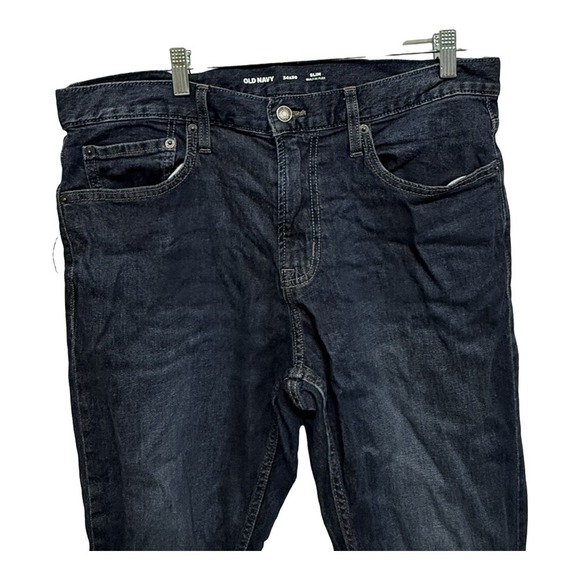 Old Navy Dark Blue Slim Built In Flex Men's Straight Leg Jeans Denim Size 34X30 - Picture 2 of 5